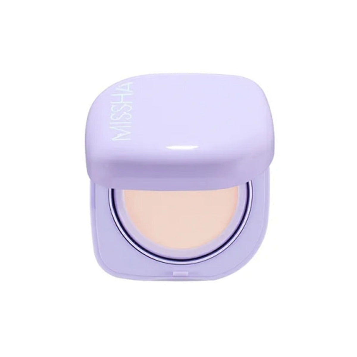 Missha purple compact serum foundation on white background