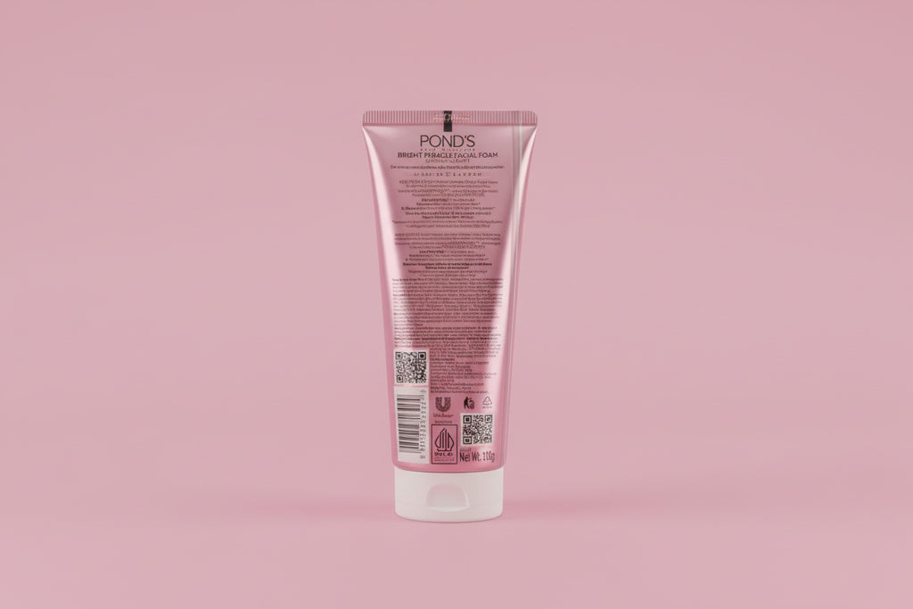 Ponds skincare product on a pink background