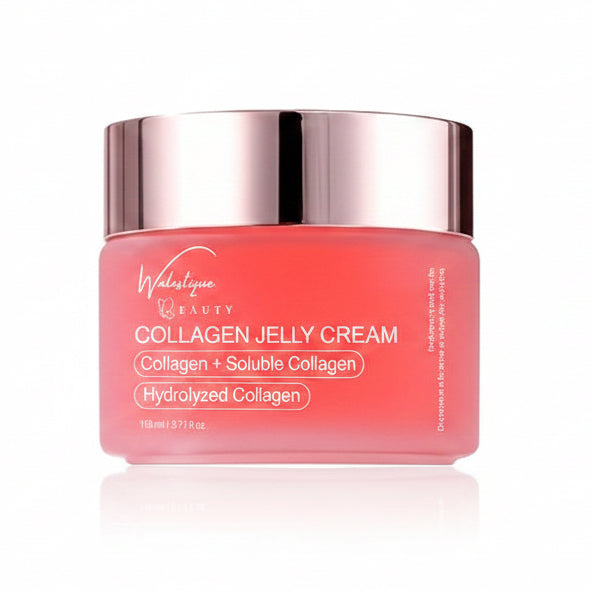 Walastique Collagen Jelly Cream in pink jar on white background