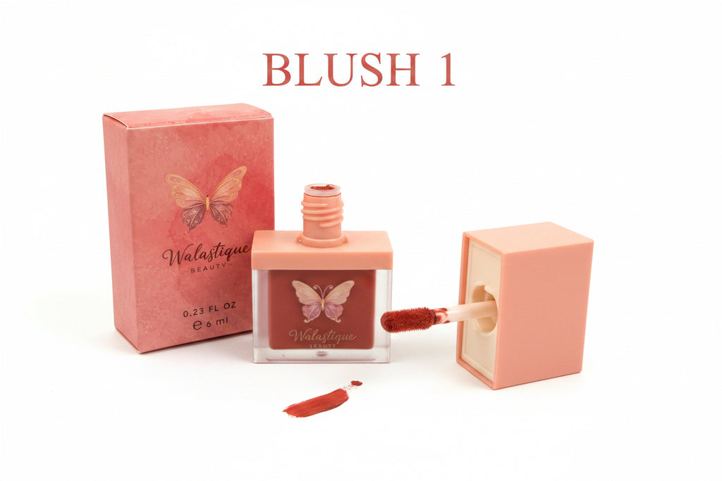 Watastique blush bottle and packaging on a white background